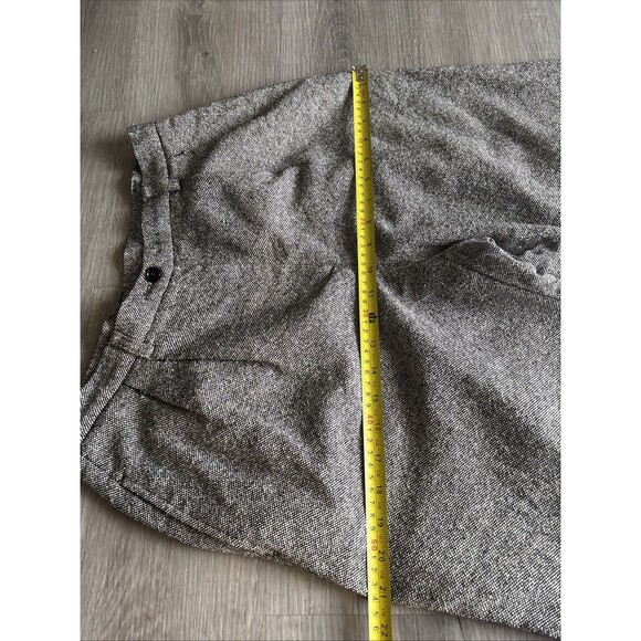 Vtg Lizsport Crop Tweed Baggy Pleat Cuffed Trousers Pants Silk Wool Blend Lux - Picture 7 of 8